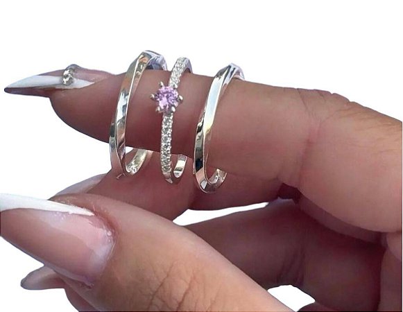 Aliança Sublime 2,5mm com solitário em Prata 950