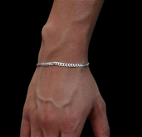 PULSEIRA MASCULINA ELOS GRUMET 4MM EM PRATA 925