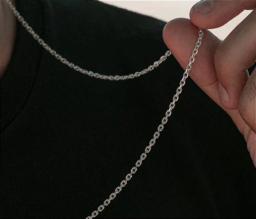 CORRENTE 2,5MM ELOS CADEADO CARTIER 60 CM EM PRATA 925