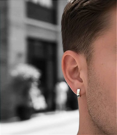 BRINCO ARGOLA LISA 3MM MASCULINO EM PRATA 925