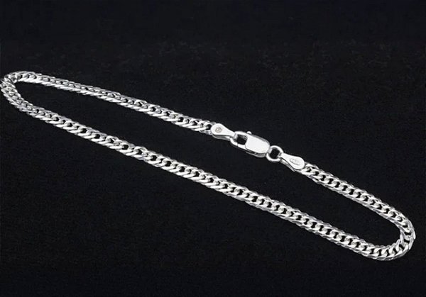 PULSEIRA MASCULINA ELOS DUPLO GRUMET 3MM EM PRATA 925