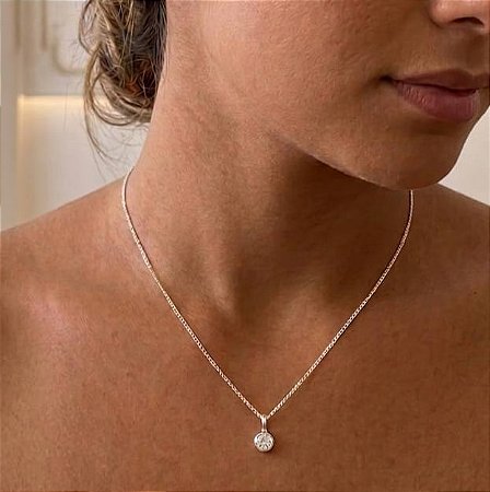 COLAR PONTO DE LUZ TRADICIONAL FEMININO EM PRATA 925