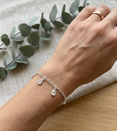 PULSEIRA PONTO DE LUZ GOTAS EM PRATA 925