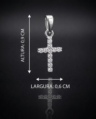 PINGENTE MINI DE CRUZ CRAVEJADO EM PRATA 925