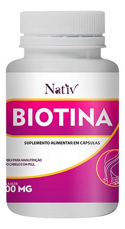 Biotina 100% Pura Nativ / Inião Flora  60 Caps Cabelos, Pele E Unhas