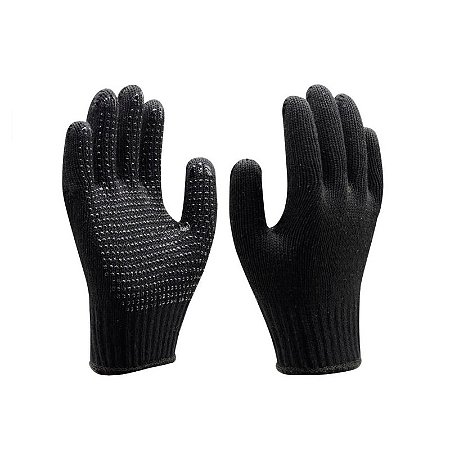 Luva de Algodão Tricotada Pigmentada Preta - Super Safety (12 Pares) | CA - 33818