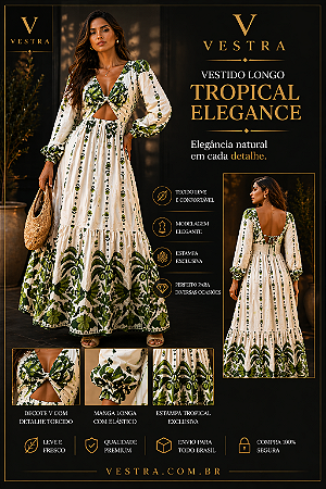 Vestido Longo Tropical Elegance Feminino