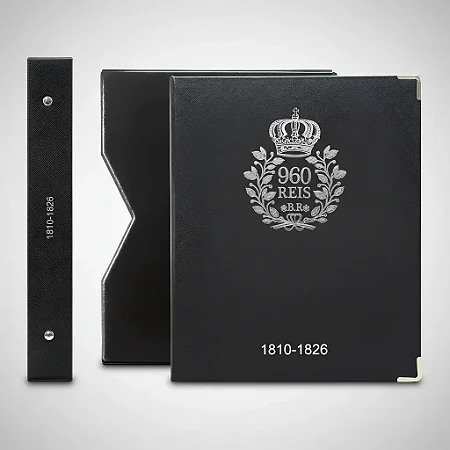**Álbum Moedas De Luxo Nº 7 – 960 Réis (1810–1826) Patacão** Organize e valorize sua coleção com este elegante álbum de luxo desenvolvido especialmente para moedas de 960 Réis (Patacões) do período de 1810 a 1826. Ideal para colecionadores exigentes, ele