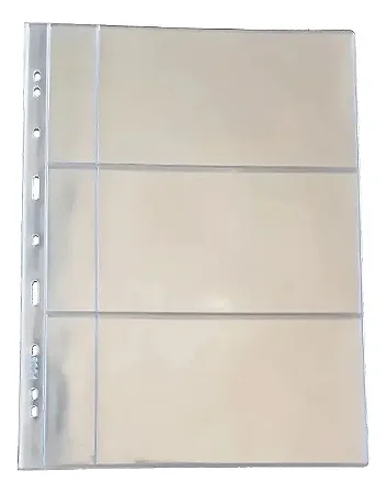10 Folhas De 3 Divisões Cedulas C/ Bolso Pra Etiqueta 32x24cm