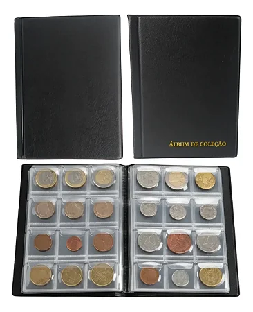 Álbum Colecionador 120 Moedas Bolsos 3x3 Cm Até 27 Mm