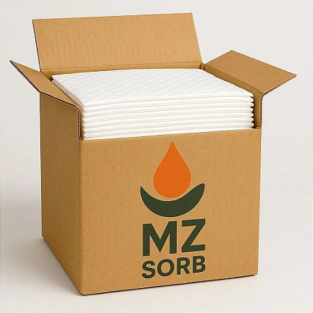 Kit com 200 Manta Absorvente de Óleo e Derivados Branca 40 cm X 50 cm x 2 mm