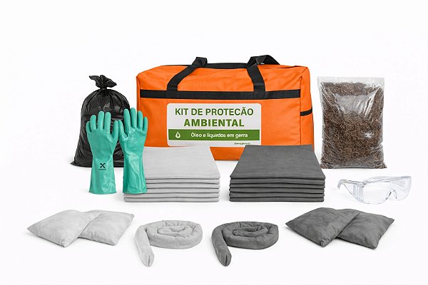 Kit Mitigação Ambiental Para Óleo E Líquidos Em Geral Bolsa de Nylon 28 Litros
