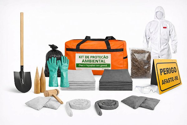 Kit Mitigação Ambiental Para Óleo E Líquidos Em Geral Bolsa de Nylon 66 Litros