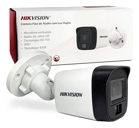 Câmera Bullet Fhd Hikvision 2,8mm 4x1 25m Colorida 24h Com Áudio DS-2CE16D0T-LPFS