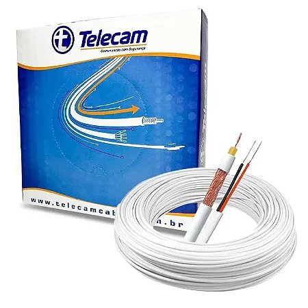 Cabo Para Câmeras Blindado RF 4mm Malha 80% Liga de Cobre + Bipolar Externo 100M - Telecam
