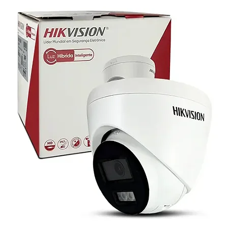 Câmera IP Hikvision Hibrida DS-2CD1321G2-LIU Dome PoE c/ Microfone Full HD 1080p IR 20m