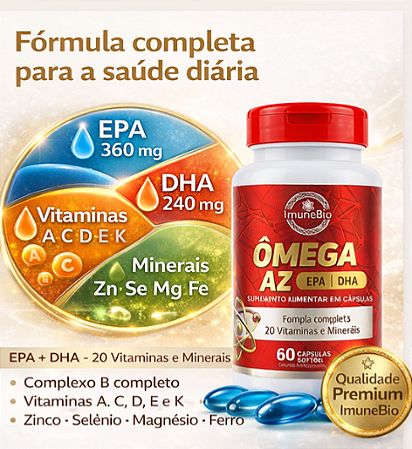 Ômega 3 Multivitamínico A-Z - 20 Vitaminas e Minerais + EPA DHA 1400 mg- 60 Caps