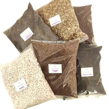 Kit Substrato (TURFA, PERLITA, VERMICULITA, CAROLINA SOIL e PALHA DE ARROZ)
