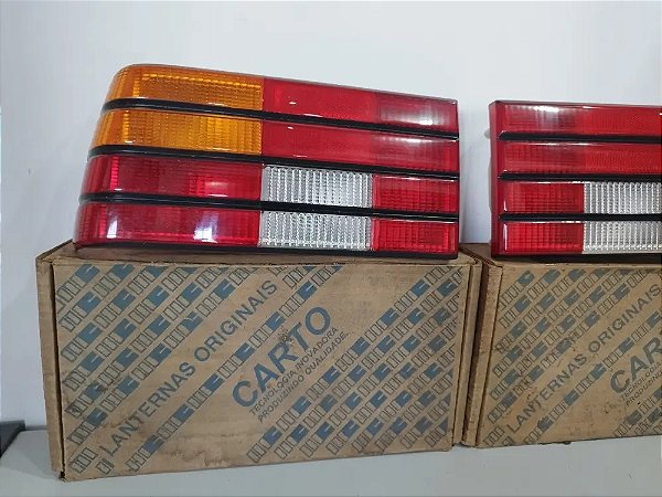 Par Lanterna Traseira Monza Friso Preto Carto Original  Esquerdo Tricolor Friso Preto