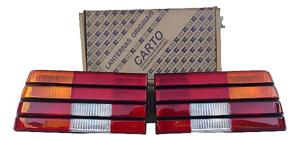 Par Lanterna Traseira Monza 82 A 90 Original Carto 1 Logo Gm Ambos Lados Tricolor Friso Preto