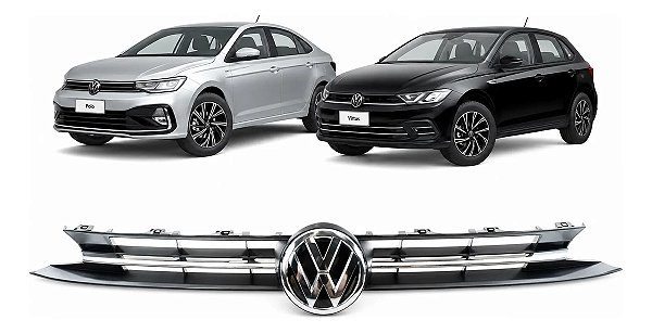 Grade Radiador Vw Polo Virtus Original 2018 A 2022 Preto