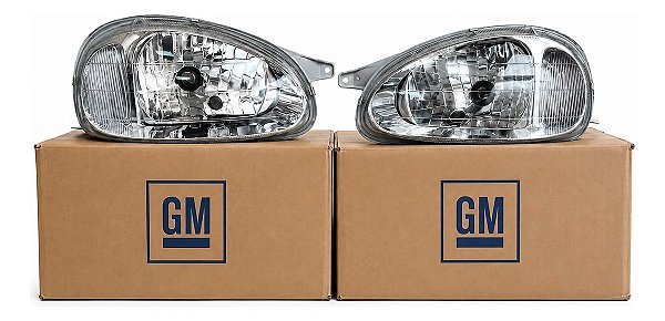Par Farol Corsa 00/02 Lente Lisa Vidro Padrão Original Gm Ambos Lados
