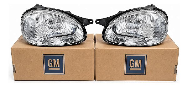 Par Farol Corsa 94/99 Vidro Raiado Padrão Original Gm Ambos Lados