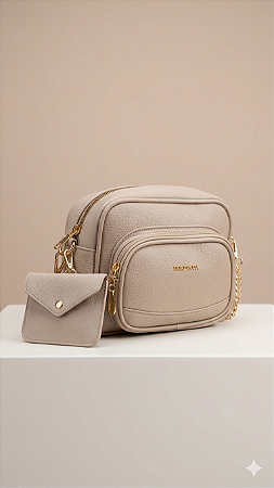 Bolsa Transversal Versatilidade 2 em 1 – Nude Sofisticado