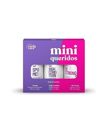 Curly Care Mini Queridos: Kit Higienizacao - Spume 100ml + High condition 100ml + Be Strong 100ml