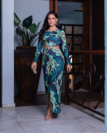 Vestido Folhagem Imperial