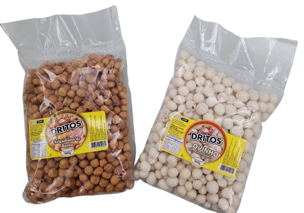 KIT DRITOS OVINHOS DE AMENDOIM + SALGADINHOS BACON 500G