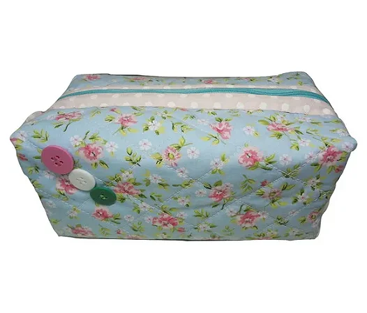 Necessaire Box Tamanho Médio de Tecido Floral