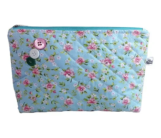 Necessaire Feminina Grande de Tecido Floral