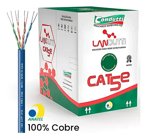 Cabo Rede Azul 305m Landutti Upt Cat5e 100% Cobre Condutti