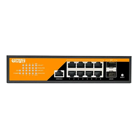 Switch POE Gerenciável Haiz 8 Portas + 2 SFP + Console HZ-G0802GM-POE