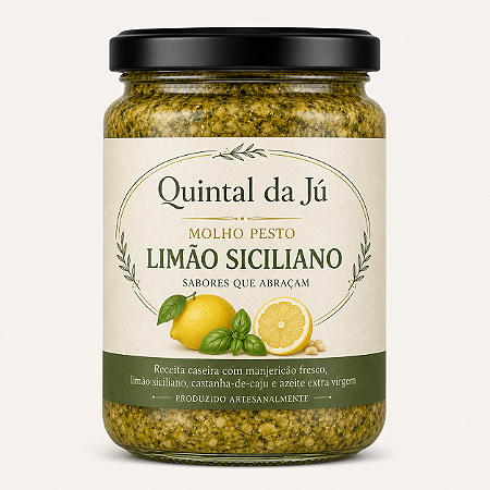Molho Pesto de Limão Siciliano Artesanal | Quintal da Jú