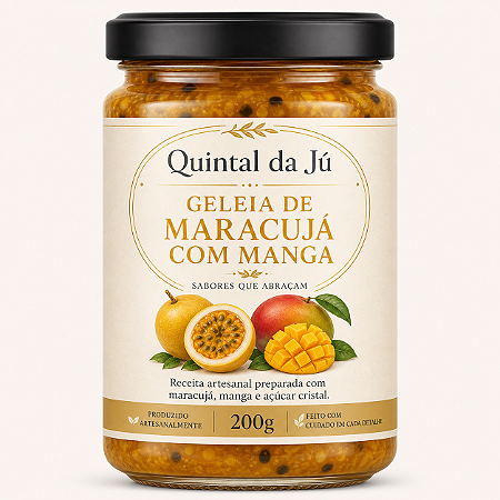 Geleia de Maracujá com Manga Artesanal 200g | Quintal da Jú