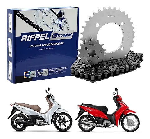 Kit Relação Transmissão Biz 125 e Biz 110i Riffel 2005 A 2026