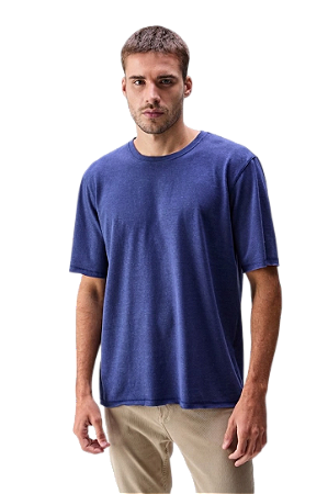 Camiseta Estonada Casual Gola Canelada