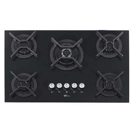 Cooktop 5 Bocas a Gás com Acendimento Automático Vidro Preto Bivolt Infinity 26298-57077 Fischer