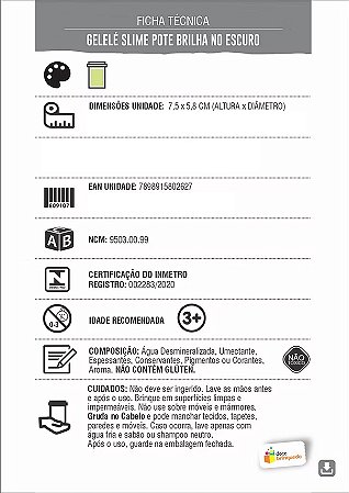 BRINQUEDO GELELÉ SLIME BRILHA NO ESCURO UNIDADE