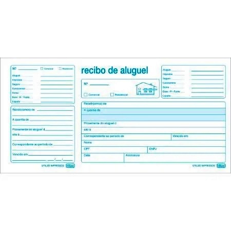 Recibo de Aluguel Com Canhoto 50 Folhas