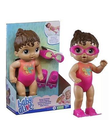 BONECA BABY ALIVE BEBE PISCINA MORENA F8141