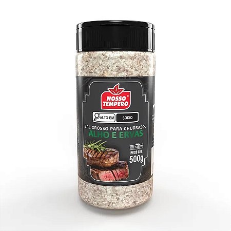 SAL GROSSO PARA CHURRASCO ALHO E ERVAS - 500G NOSSO TEMPERO