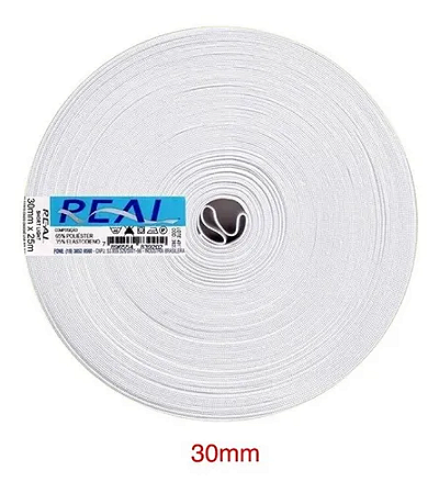 Elástico 30 mm Branco Real - Rolo com 25 Metros