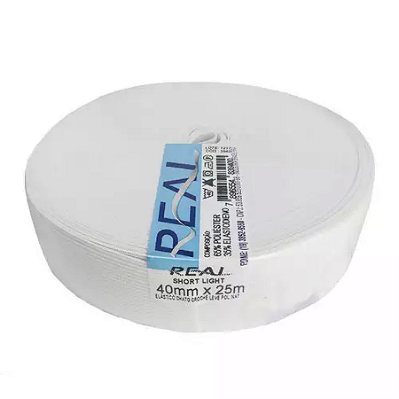 Elástico 40 mm Branco Real - Rolo com 25 Metros