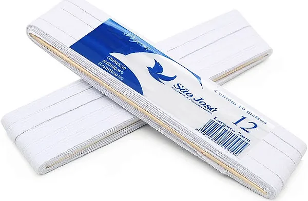 Elástico São José Pigeon Nº12 Branco 7mm - Peça com 10mts
