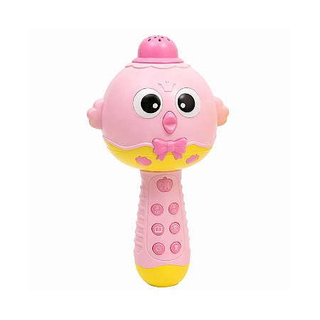 Microfone Musical Infantil Rosa Interativo com Luz e Som