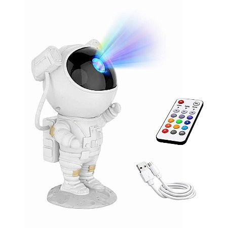 Luminária Astronauta Projetor Galáxia LED RGBW com Controle