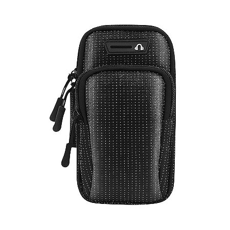 Bolsa de Braço Preta Esportiva Entrada para Fone de Ouvido